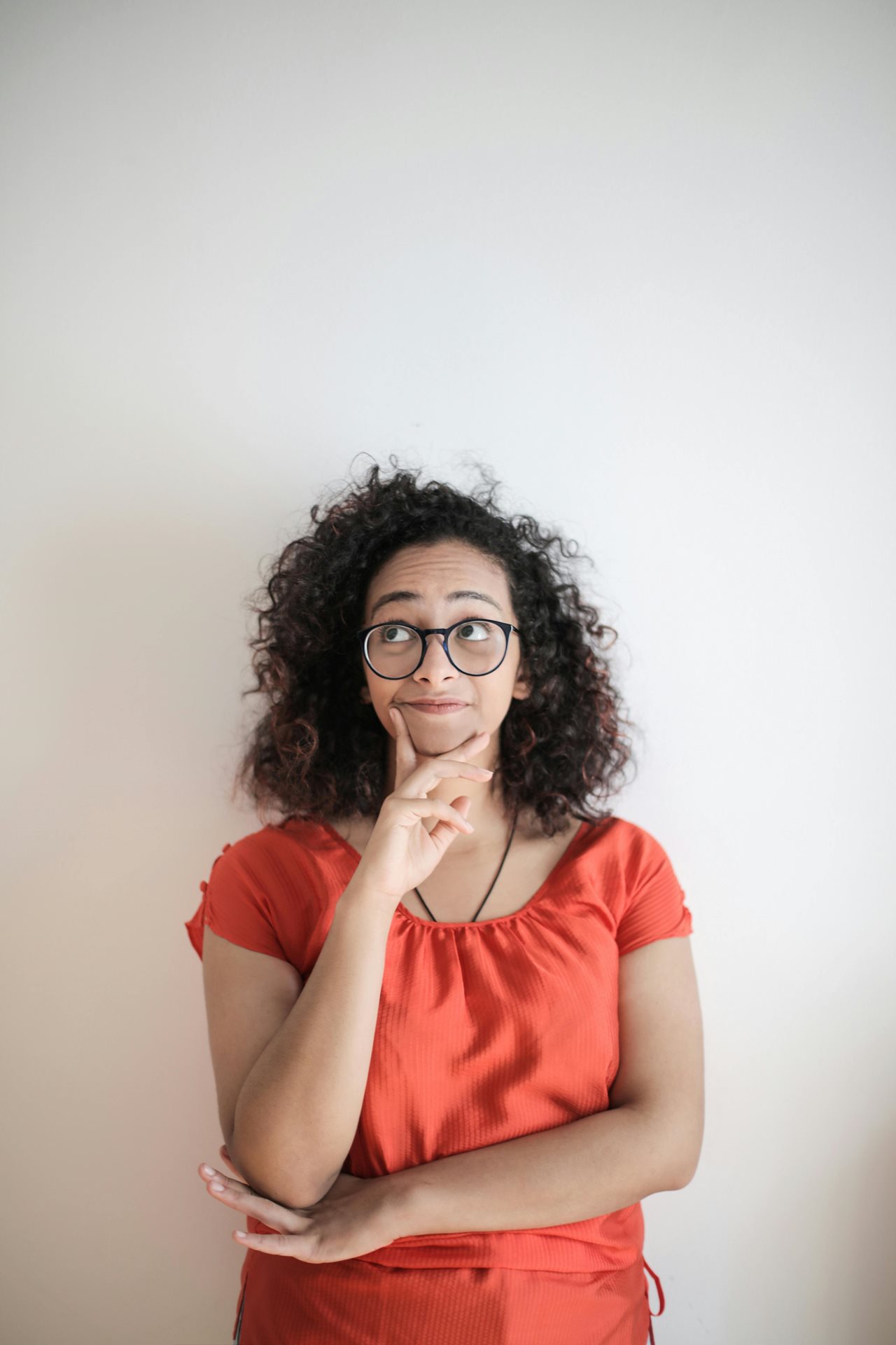 A woman with an inquisitive look